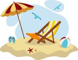 summer vector illustration in flat style on the beach