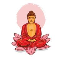 Buddha On Lotus vector