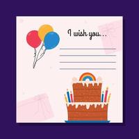 Greeting card for birthday. flat design vector