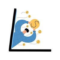 The concept of making money on the Internet, passive income. Cashback online. Vector illustration in a flat style.