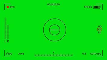 Green colored chroma key camera rec frame viewfinder overlay background screen flat style design vector illustration. Chroma key VFX screen camera overlay abstract background concept for video footage