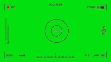 Green colored chroma key camera rec frame viewfinder overlay background screen flat style design vector illustration. Chroma key VFX screen camera overlay abstract background concept for video footage