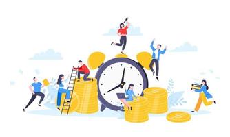 Time is money or save time business concept flat style vector illustration isolated on white background.