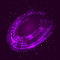 Purple technology abstract circle background. UFO cosmic vector illustration. Easy to edit design template for your projects.