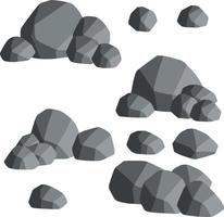 Natural wall stones and smooth and rounded grey rocks. Cartoon flat illustration. Element of forests, mountains and caves with cobblestone vector