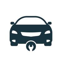 Car Fix Service Silhouette Icon. Auto Mechanic Maintenance Glyph Pictogram. Automotive Repair Concept with Wrench Icon. Vehicle Transportation Technology Assistance. Isolated Vector Illustration.