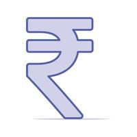 Flat indian Rupees currency colorful icon on isolated white background illustration vector