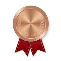Bronze award sport medal for winners with red ribbon