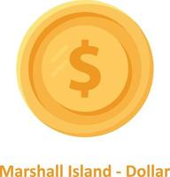 Marshall island dollar Coin Isolated Vector icon which can easily modify or edit