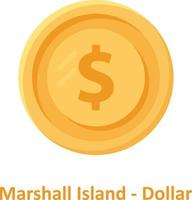 Marshall island dollar Coin Isolated Vector icon which can easily modify or edit
