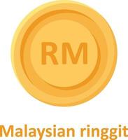 Malaysian Ringgit Coin Isolated Vector icon which can easily modify or edit