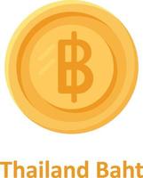 Thailand Baht Coin Isolated Vector icon which can easily modify or edit