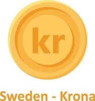 Sweden Krona Coin Isolated Vector icon which can easily modify or edit