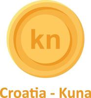 Croatia Kuna Coin Isolated Vector icon which can easily modify or edit