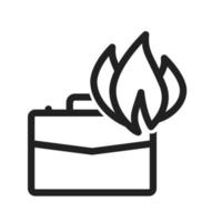 Briefcase on Fire Line Icon vector