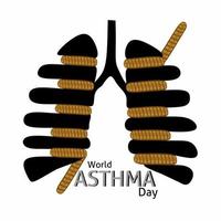 Vector illustration, Shortness of breath in asthma, background for World Asthma Day