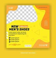 post shoes social media template and web banner template with luxury yellow color style vector