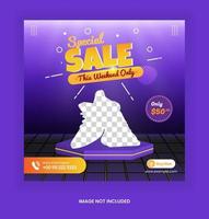 post shoes social media template and web banner template with luxury purple color style vector