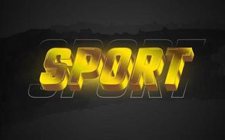 text effect  sport with chrome  gold style vector