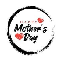 saludo del día de la madre feliz con signo de amor en forma de corazón y caligrafía del día de la madre feliz sobre fondo blanco. vector