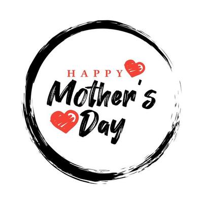 Happy mother's day greeting with heart shape love sign and happy mother's day calligraphy on white background.