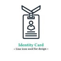 icono de tarjeta de identidad vectorial aislado en un fondo blanco. símbolos de tarjetas de identidad, insignias, infografías para aplicaciones web y móviles. vector