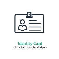 icono de tarjeta de identidad vectorial aislado en un fondo blanco. símbolos de tarjetas de identidad, insignias para aplicaciones web y móviles. vector