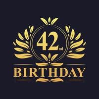 Luxury 42nd Birthday Logo, 42 years celebration. vector
