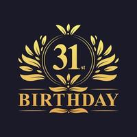 Luxury 31st Birthday Logo, 31 years celebration. vector