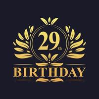 Luxury 29th Birthday Logo, 29 years celebration. vector