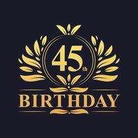 Luxury 45th Birthday Logo, 45 years celebration. vector