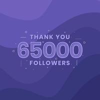 Thank you 65000 followers, Greeting card template for social networks. vector