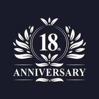 18 years Anniversary logo, luxurious 18th Anniversary design celebration.