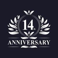 Logotipo del aniversario de 14 años, lujosa celebración del diseño del 14º aniversario.