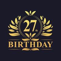 Luxury 27th Birthday Logo, 27 years celebration. vector