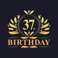 Luxury 37th Birthday Logo, 37 years celebration. vector