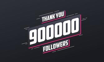 Thank you 9000,000 followers, Greeting card template for social networks. vector