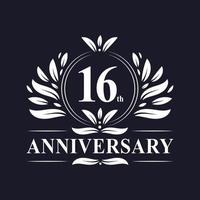 16 years Anniversary logo, luxurious 16th Anniversary design celebration. vector