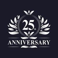 Logotipo del aniversario de 25 años, lujosa celebración del diseño del 25 aniversario. vector