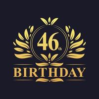 Luxury 46th Birthday Logo, 46 years celebration. vector