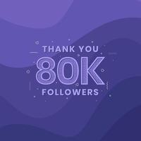 Thank you 80K followers, Greeting card template for social networks. vector