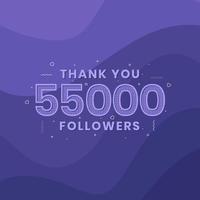 Thank you 55000 followers, Greeting card template for social networks. vector