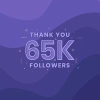 Thank you 65K followers, Greeting card template for social networks. vector