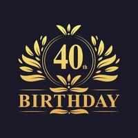 Luxury 40th Birthday Logo, 40 years celebration. vector