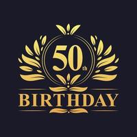 Luxury 50th Birthday Logo, 50 years celebration. vector