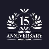 15 years Anniversary logo, luxurious 15th Anniversary design celebration. vector