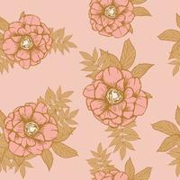 Anemone flowers and leaves seamless pattern background. Tropical nature wrapping paper or textile design. Beautiful print with hand-drawn exotic plants. vector