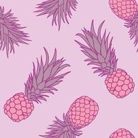 Pineapple tropical seamless pattern background. Tropical nature wrapping paper or textile design. Beautiful print with hand-drawn exotic fruits. vector