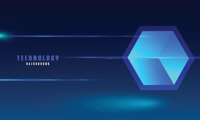 Vector realistic 3d cubes with blue glowing on dark blue background.