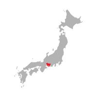 Aichi prefecture highlighted on the map of Japan on white background vector